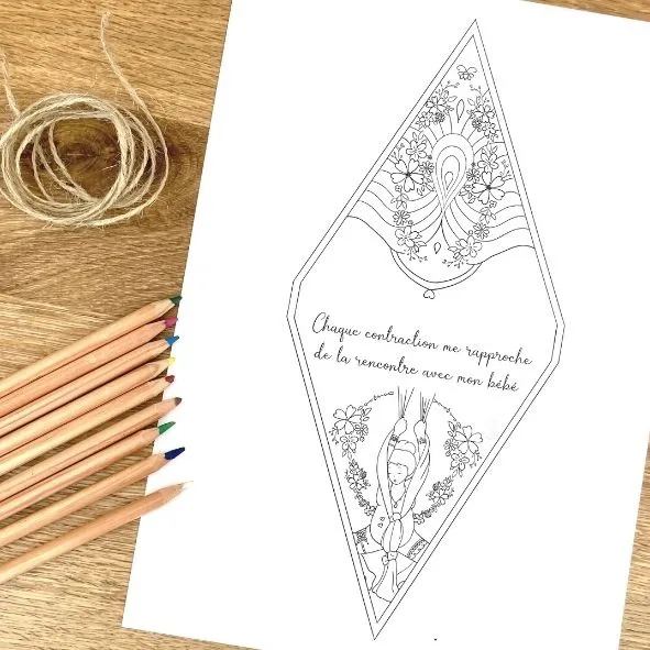 Coloriage - Guirlande d'accouchement avec Mantras