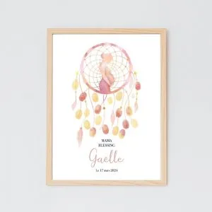 Arbre à empreintes mama blessing blessingway cérémonie prénatale rituel mamablessing attrape-rêve bleu or parme rose orange