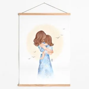mon enfant mère fille affiche aquarelle dessin illustration maternité être mère enfant intérieur petite fille intérieure guérir amour tendresse bonne nuit mon ange 2024