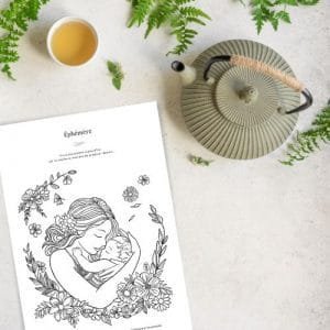 Coloriage vivre le moment présent l'instant pleinement pour préparer demain maman bébé postnatal postpartum sieste tout contre toi respirer odeur gratitude bonnenuitmonange maude ewing liotard moment méditation art thérapie coloriage