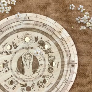 roue de la vie des saisons de l'année calendrier des sabbats équinoxes solstices bonne nuit mon ange graveur sur bois feuille or