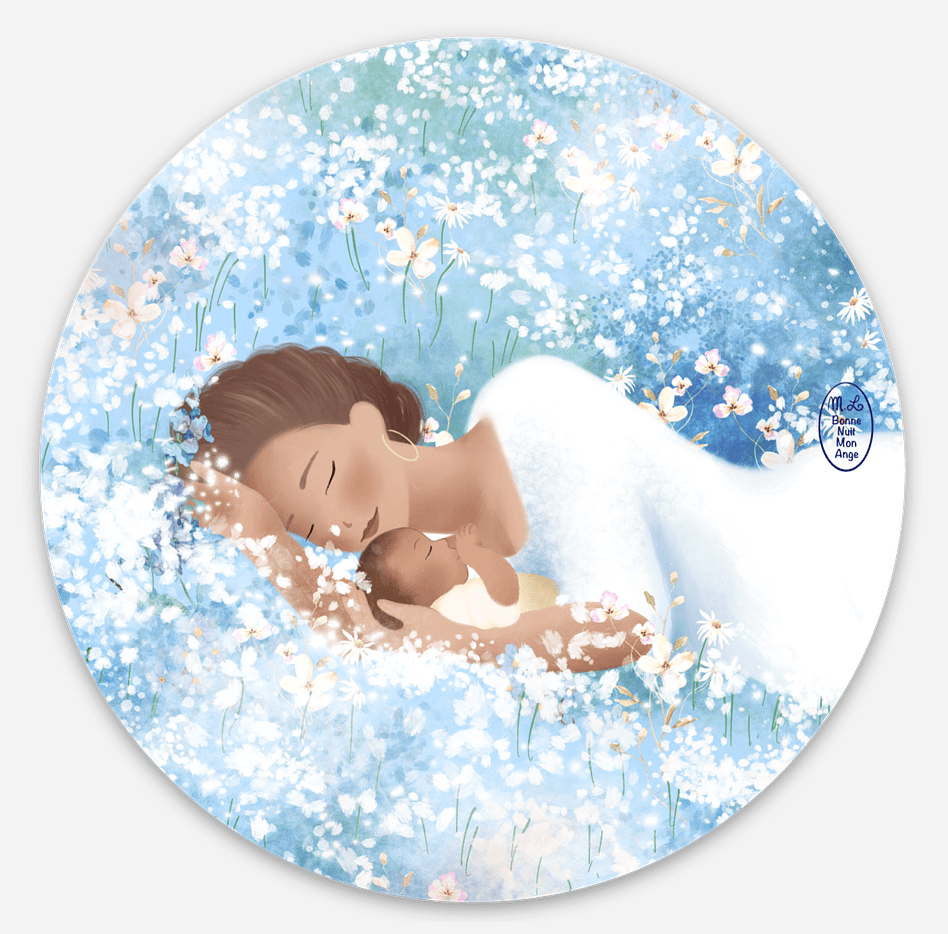 La bulle l'été postpartum postnatal maman bébé célébrer mois d'or fleurs fleuri bonne nuit mon ange vinyle doula tendresse amour maternel
