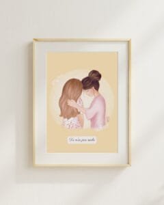 Tu n'es pas seule illustration affiche artiste amitié soutien solitude tu n'es pas seule maternité pma épreuve tristesse solidarité